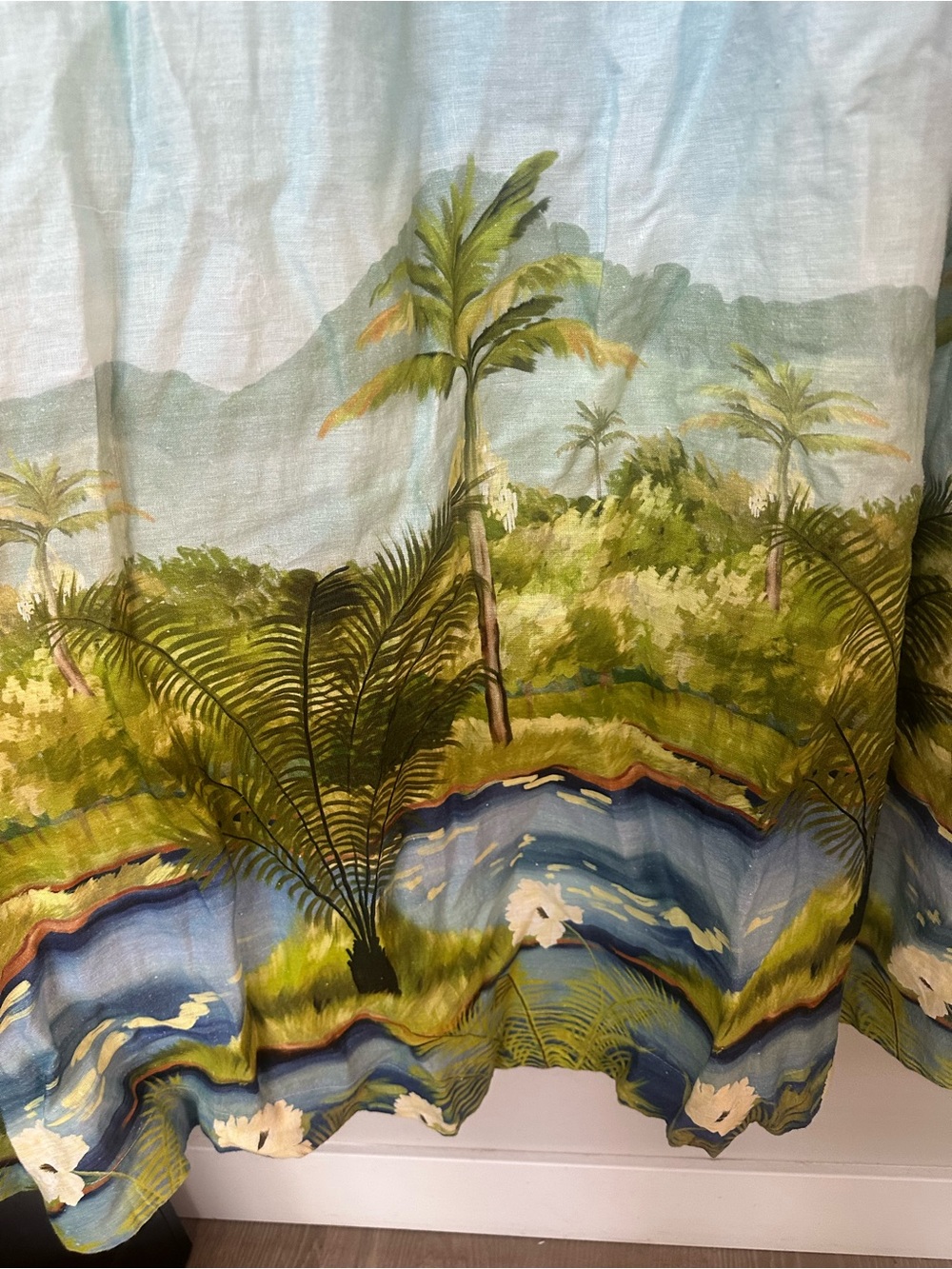 Calypso St. Barth 100% Linen Tropical Print Midi Dress Size 8 - Picture 5 of 7